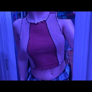 SHEIN Lettuce Trim Crop Tank Top